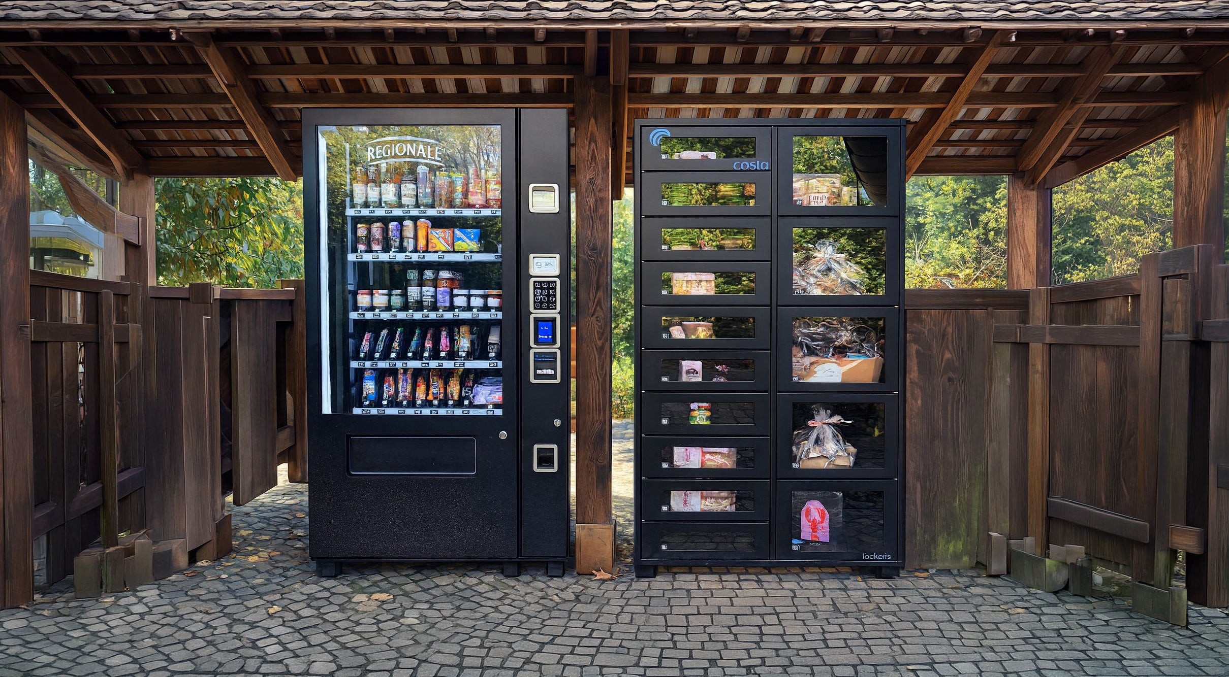 Selbstbedienungsautomat mit Snacks und Geschenken